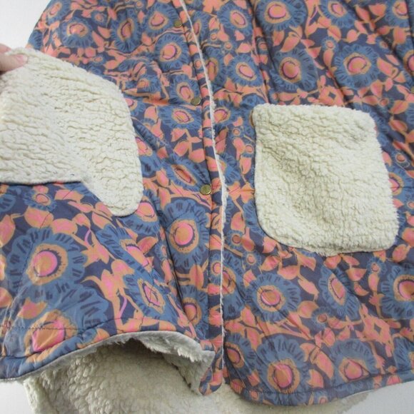 Natural Life Kimono Sherpa Jacket Women L XL Snap Hooded Boho Oversized Hood 764 - Picture 6 of 16